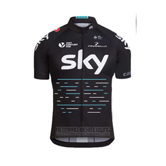 2017 Fahrradbekleidung Sky Blau und Shwarz Trikot Kurzarm und Tragerhose